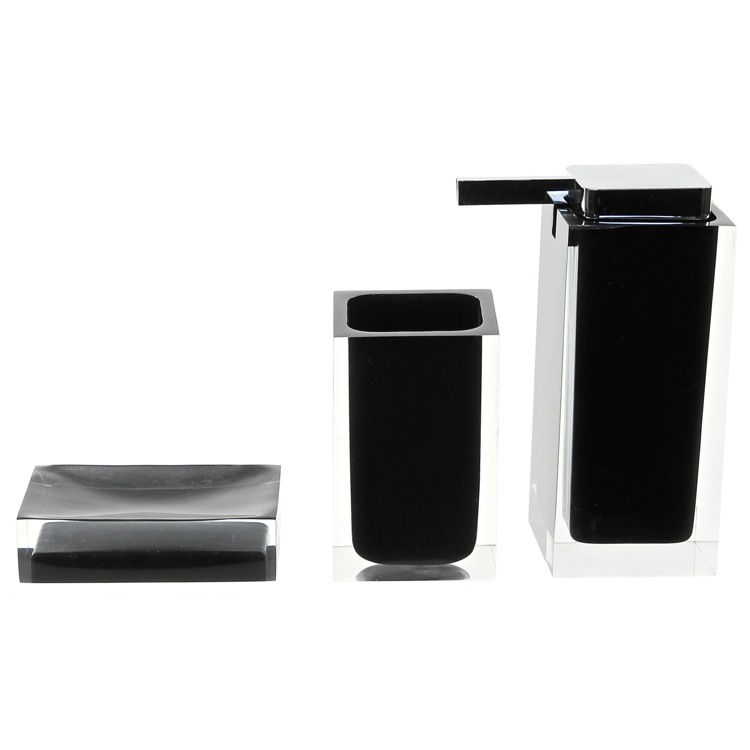 Bathroom Accessory Set, Gedy RA580-14, Black 3 Pc. Accessory Set Made With Thermoplastic Resins